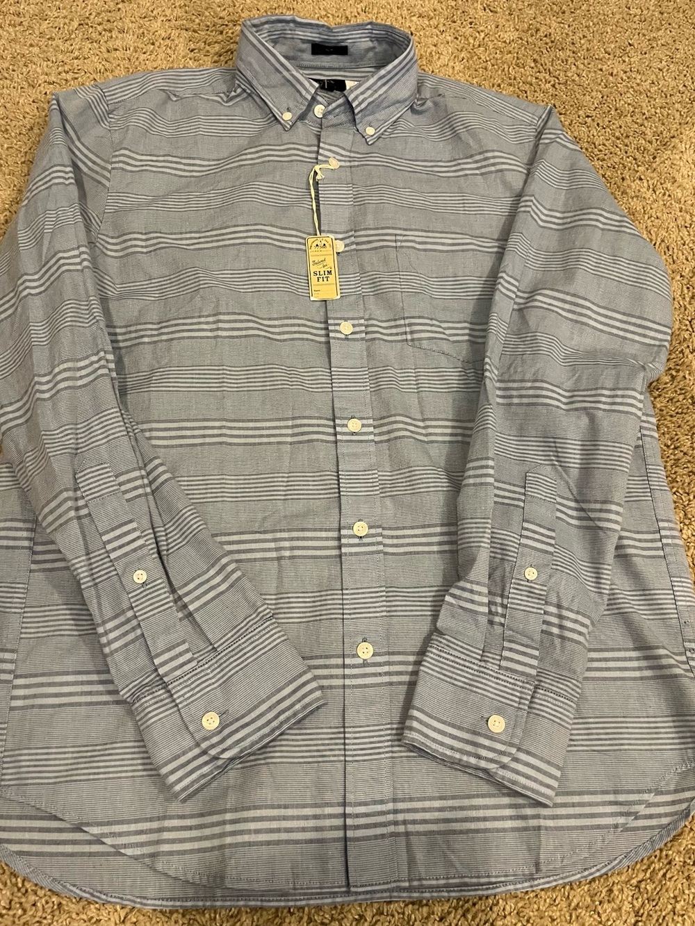 J. Crew Gray and White Striped Button-Down Shirt